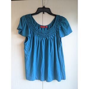Elle Women's Blue Short Sleeve Round Neck Comfort Top Size L